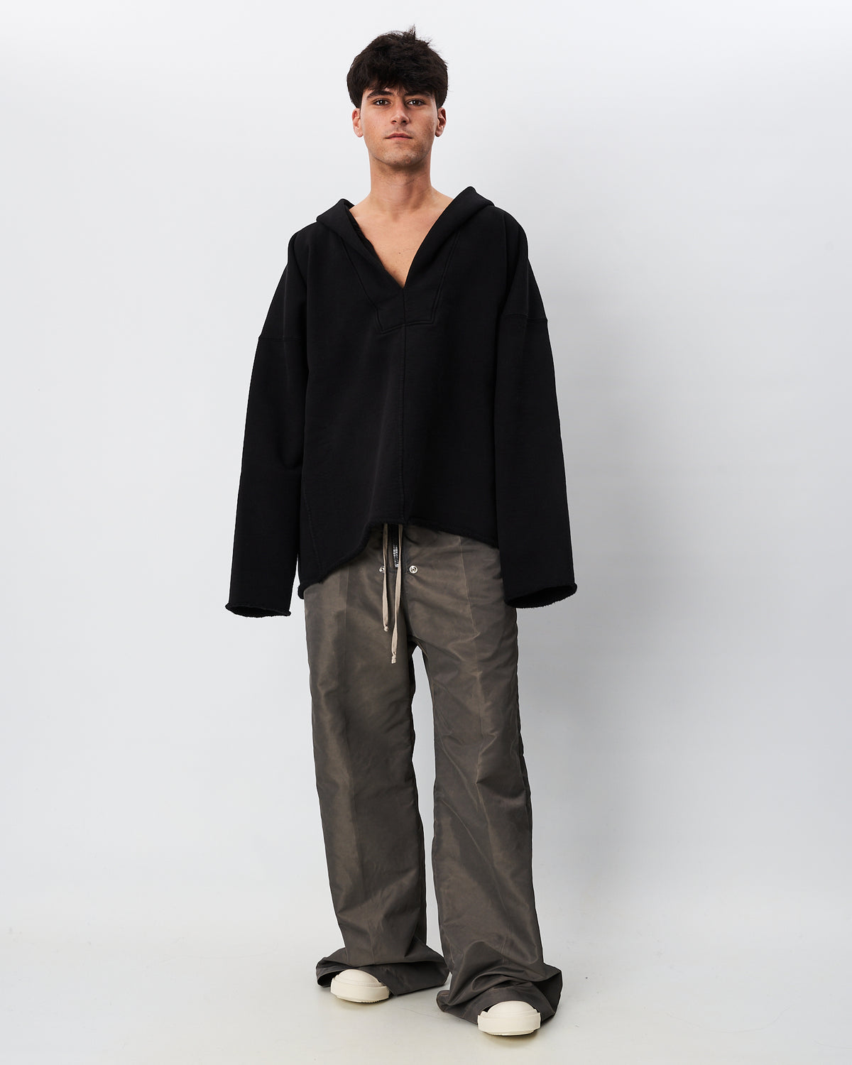 Rick Owens maxi felpa nera con cappuccio