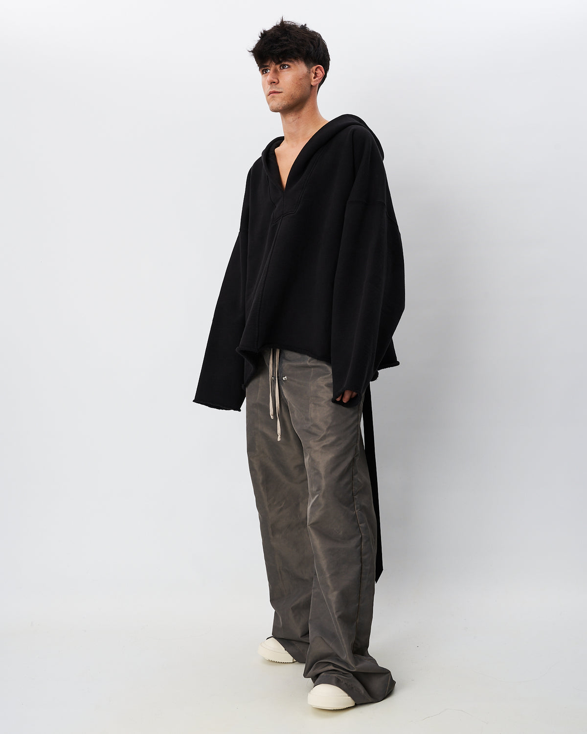 Rick Owens maxi felpa nera con cappuccio