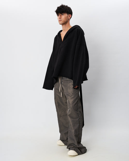 Rick Owens maxi felpa nera con cappuccio