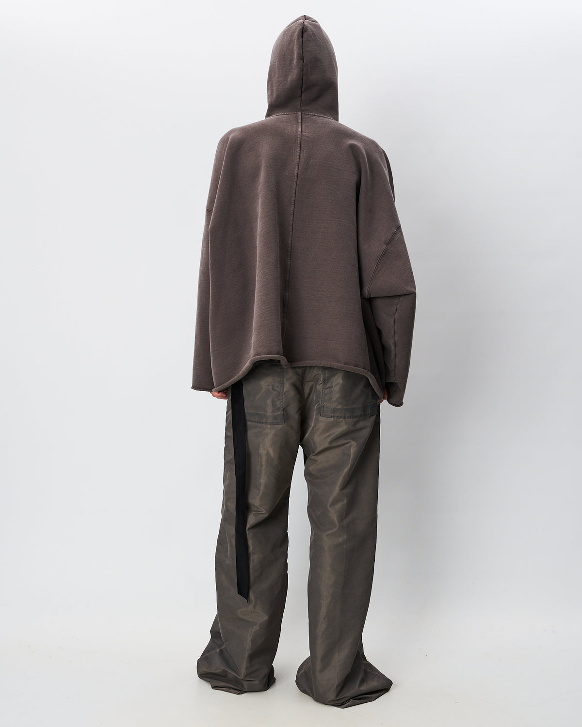 Rick Owens maxi felpa tortora con cappuccio