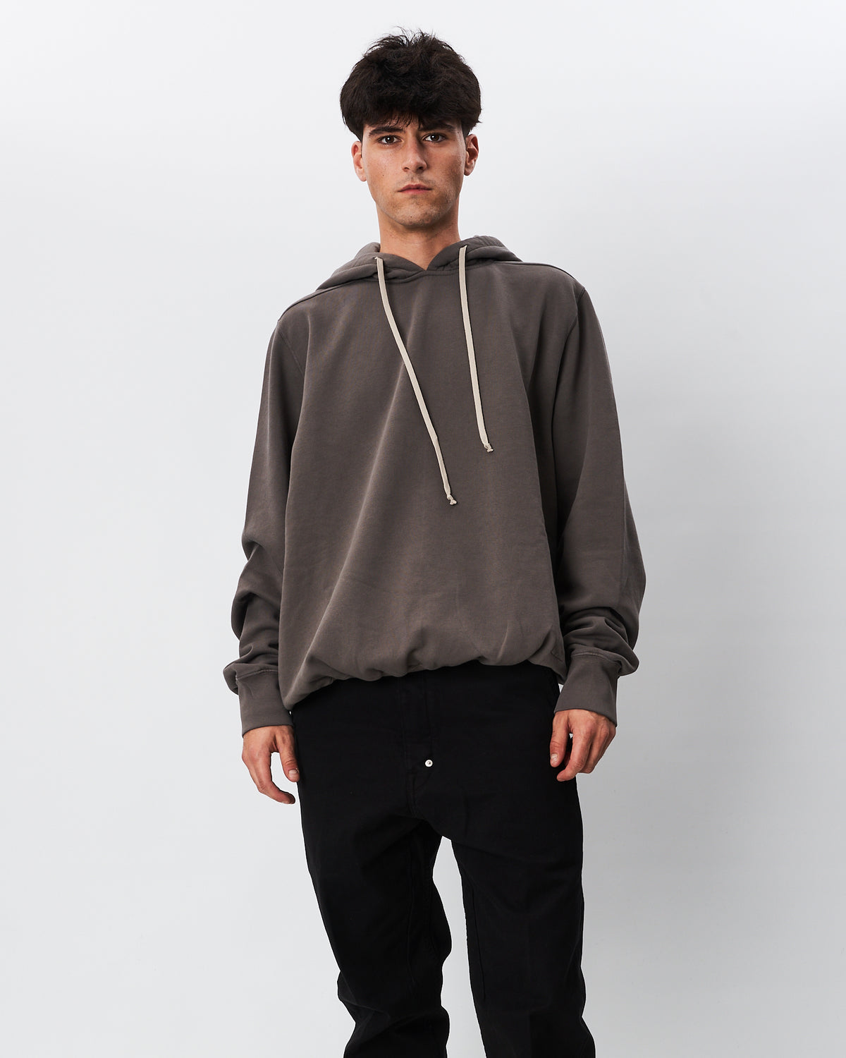 Rick Owens felpa tortora con cappuccio