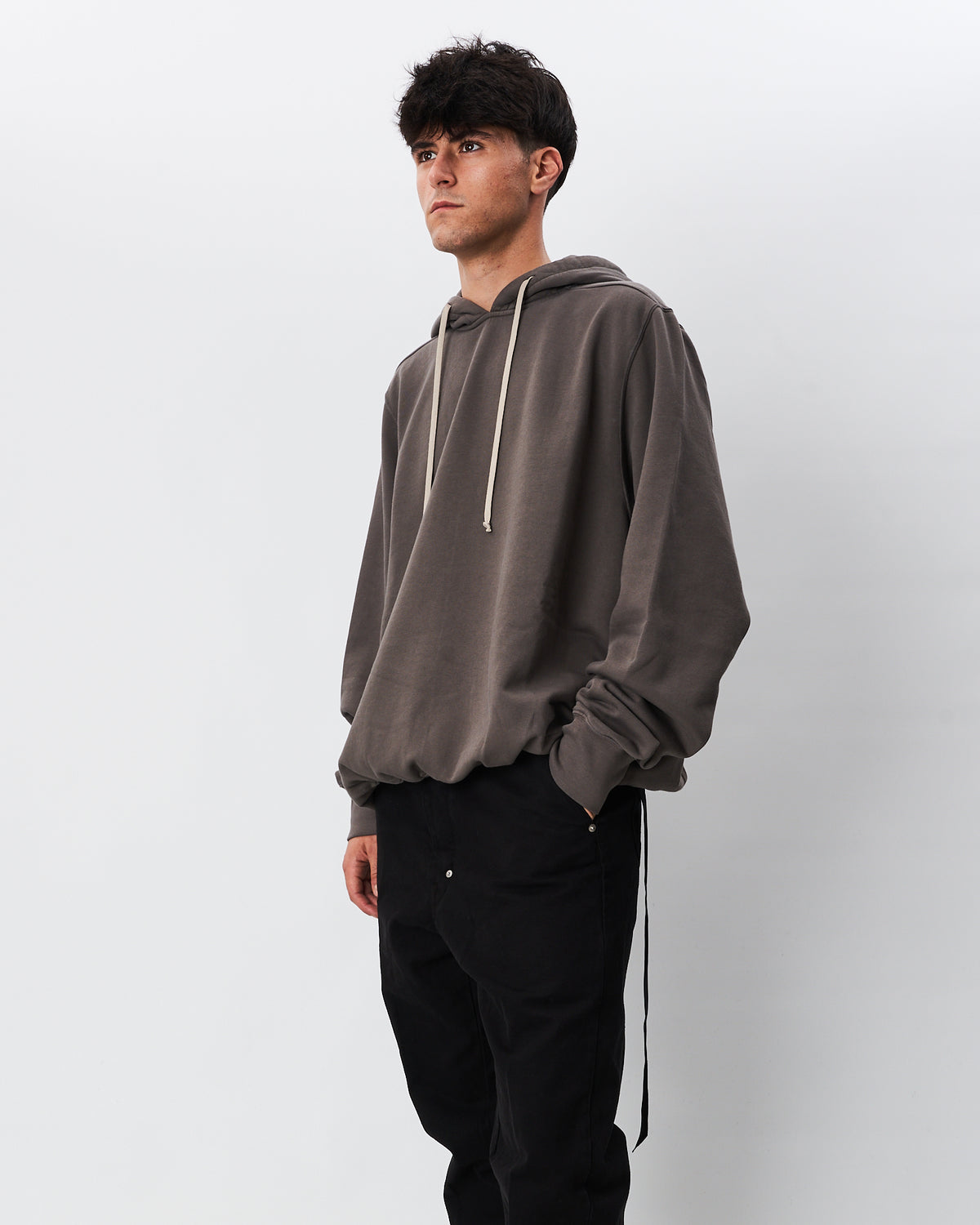 Rick Owens felpa tortora con cappuccio