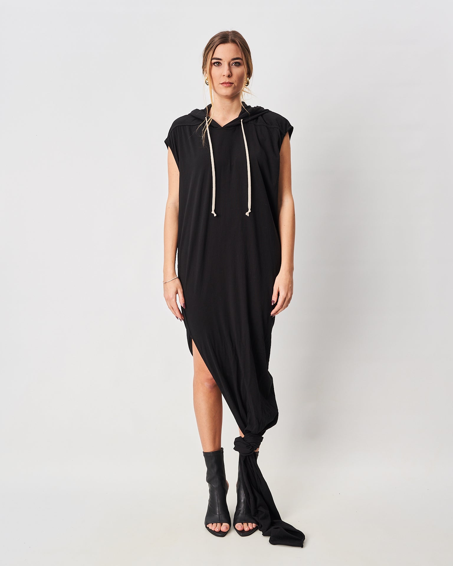 Rick Owens abito lungo nero in jersey