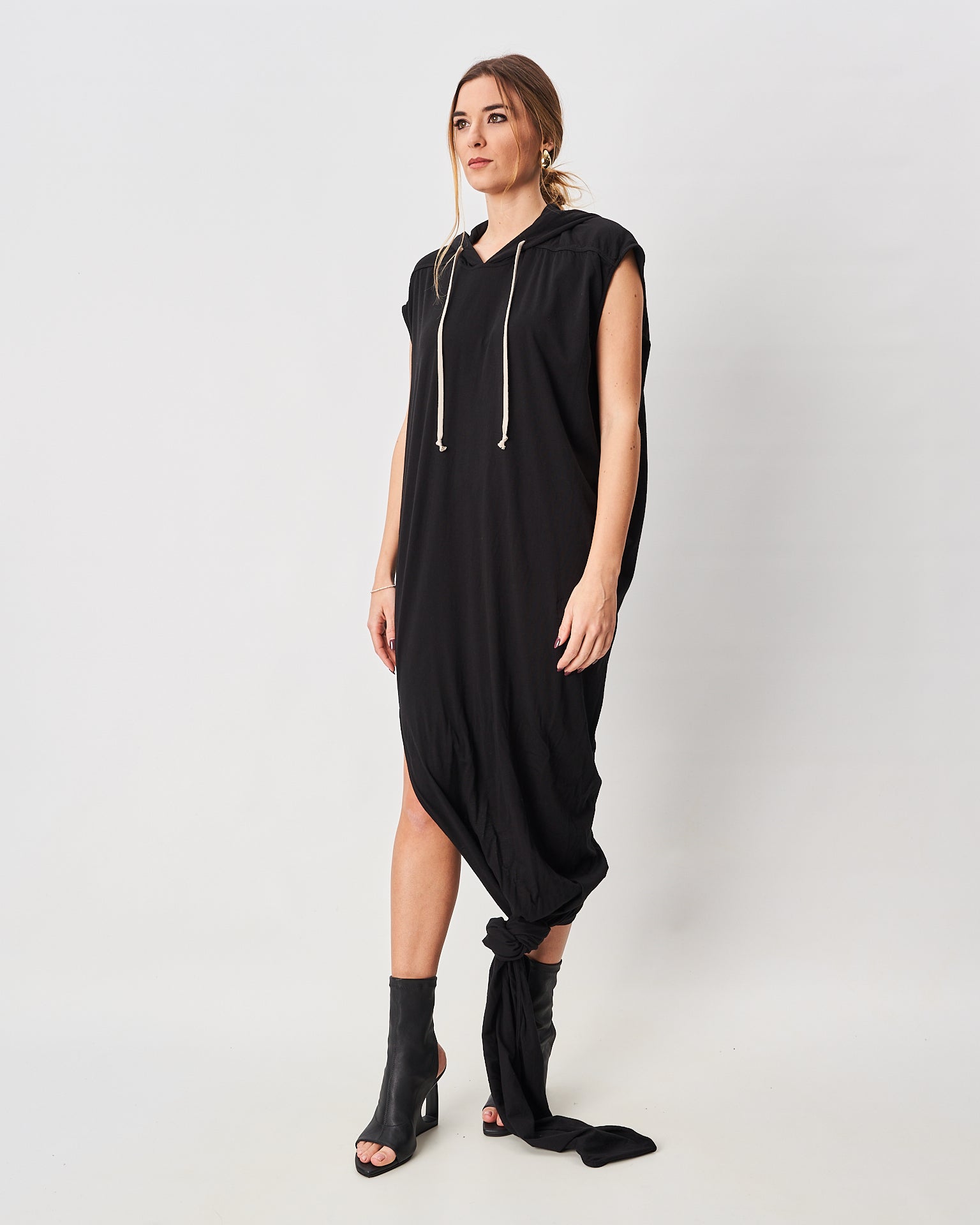 Rick Owens abito lungo nero in jersey