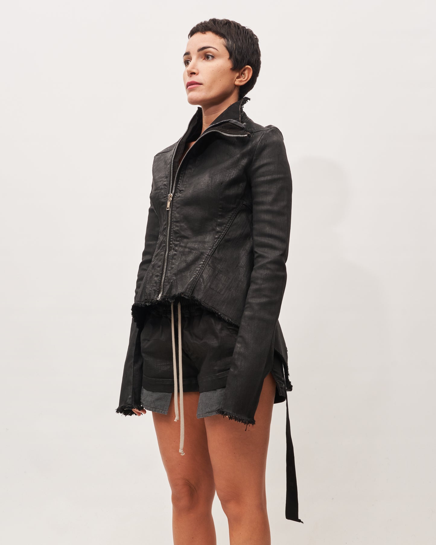 Rick Owens giacca nera spalmata