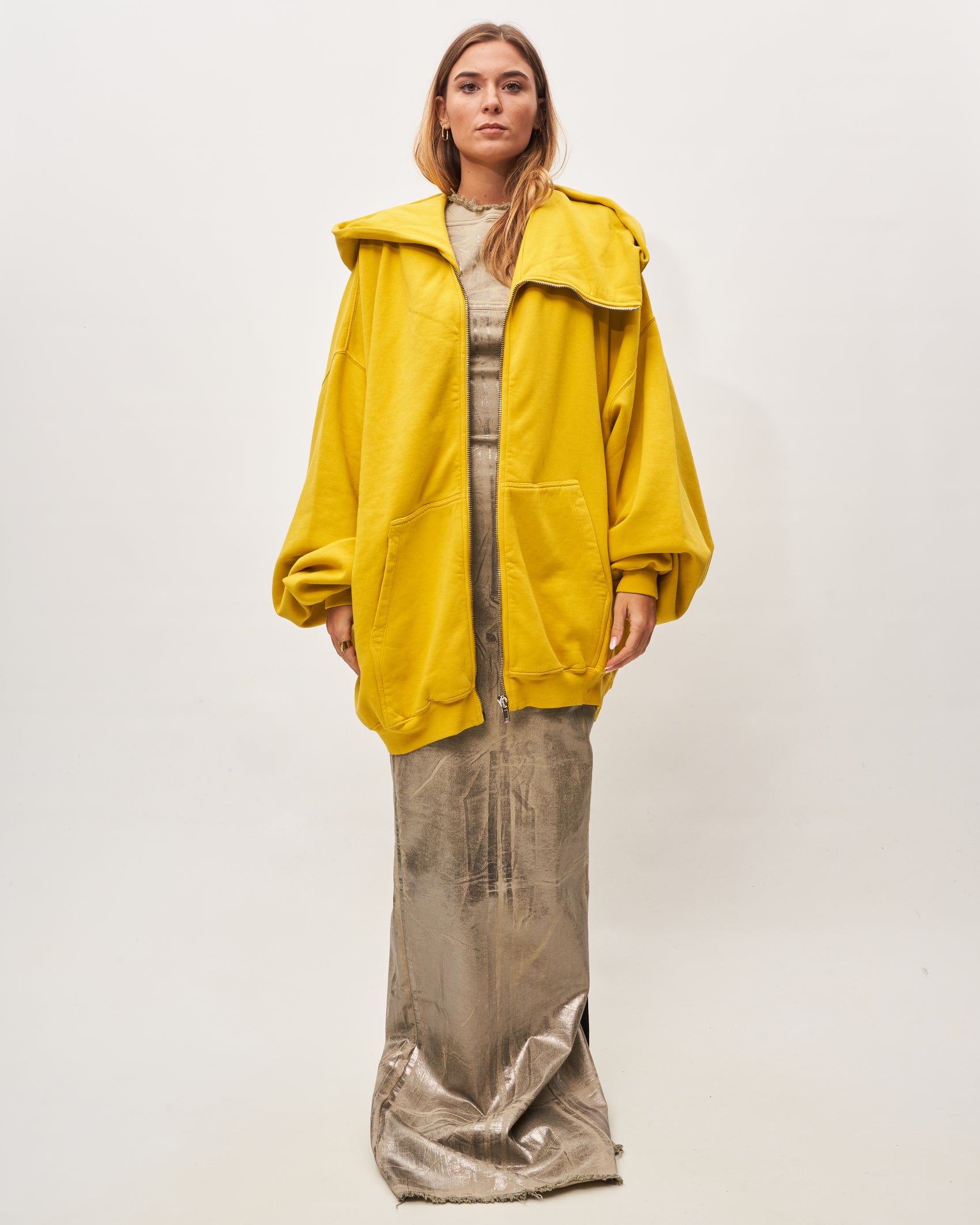 Rick Owens maxifelpa gialla con cappuccio