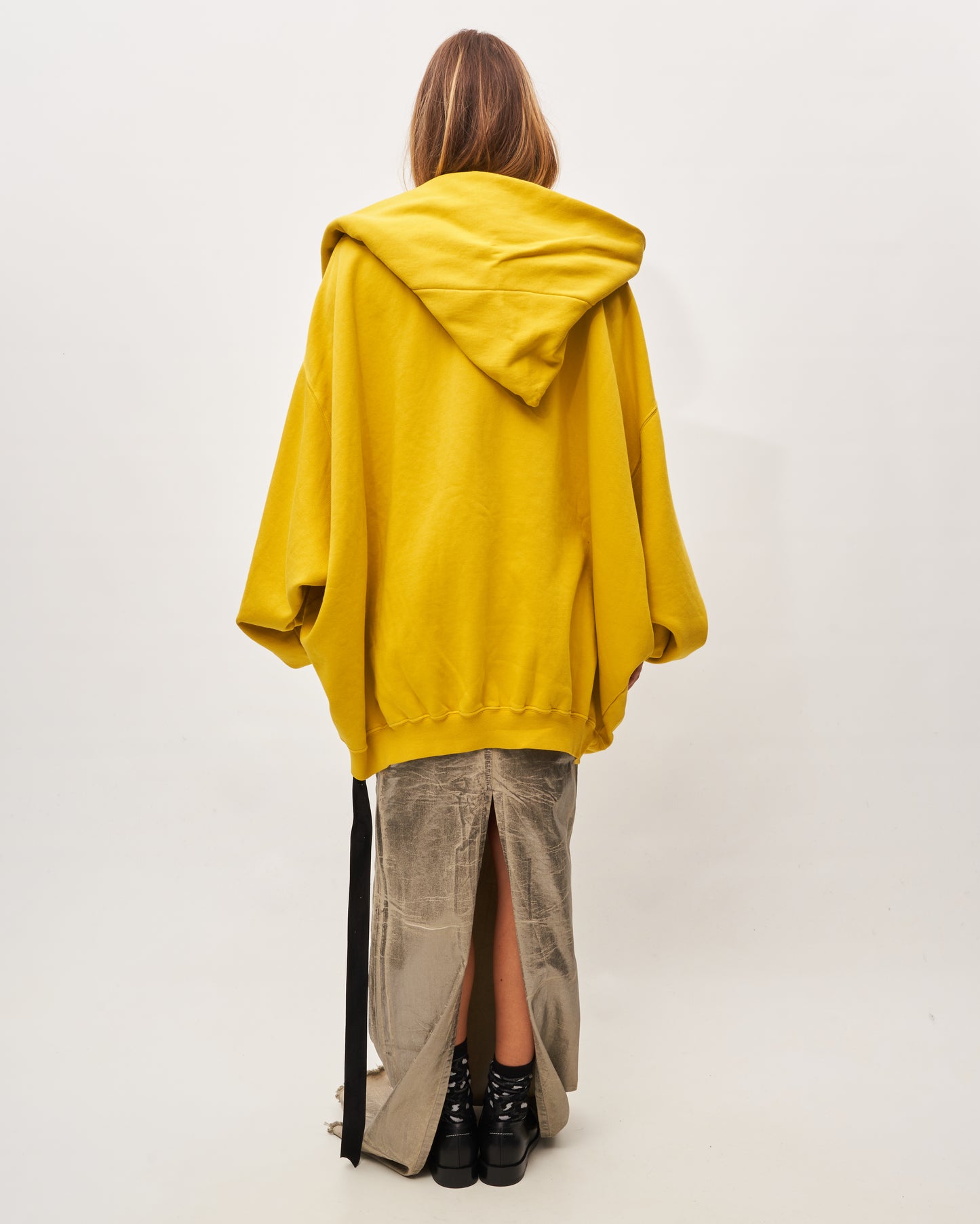 Rick Owens maxifelpa gialla con cappuccio