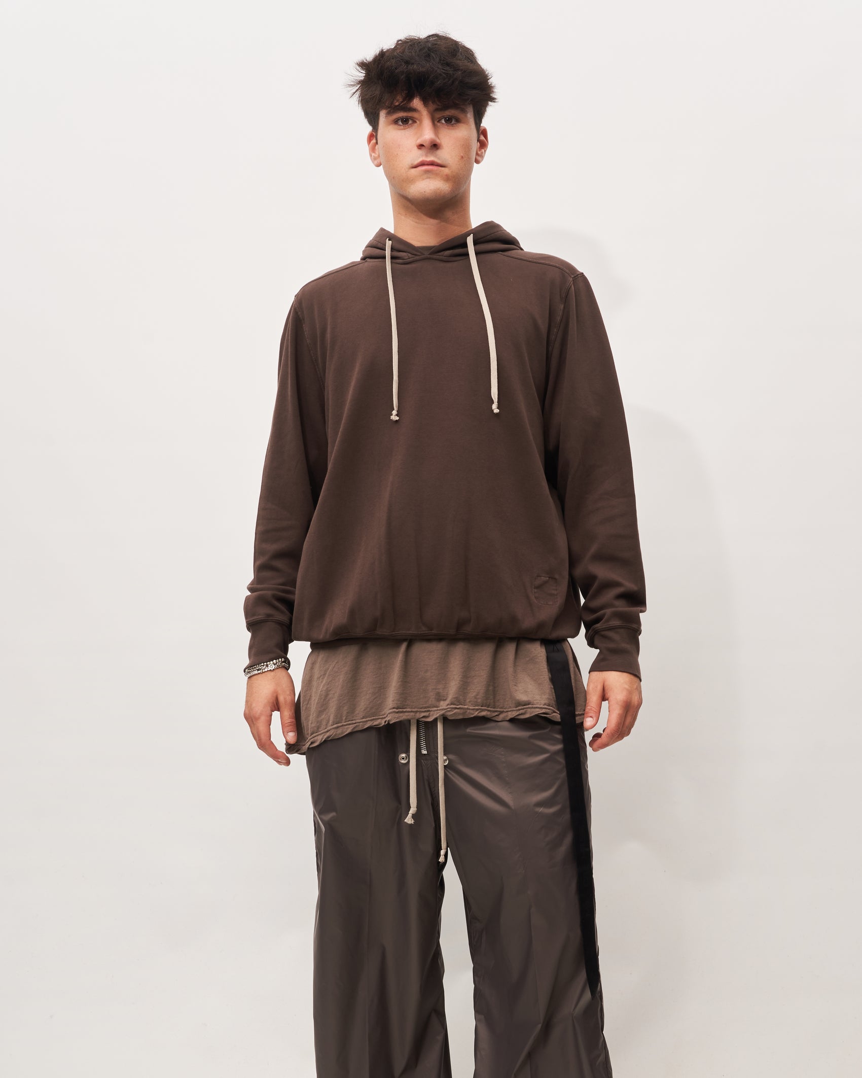 Rick Owens felpa cacao  basica con cappuccio