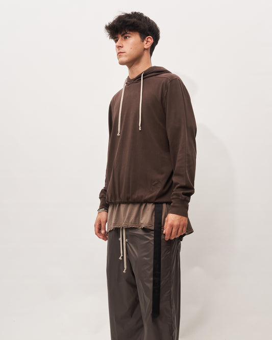 Rick Owens felpa cacao  basica con cappuccio
