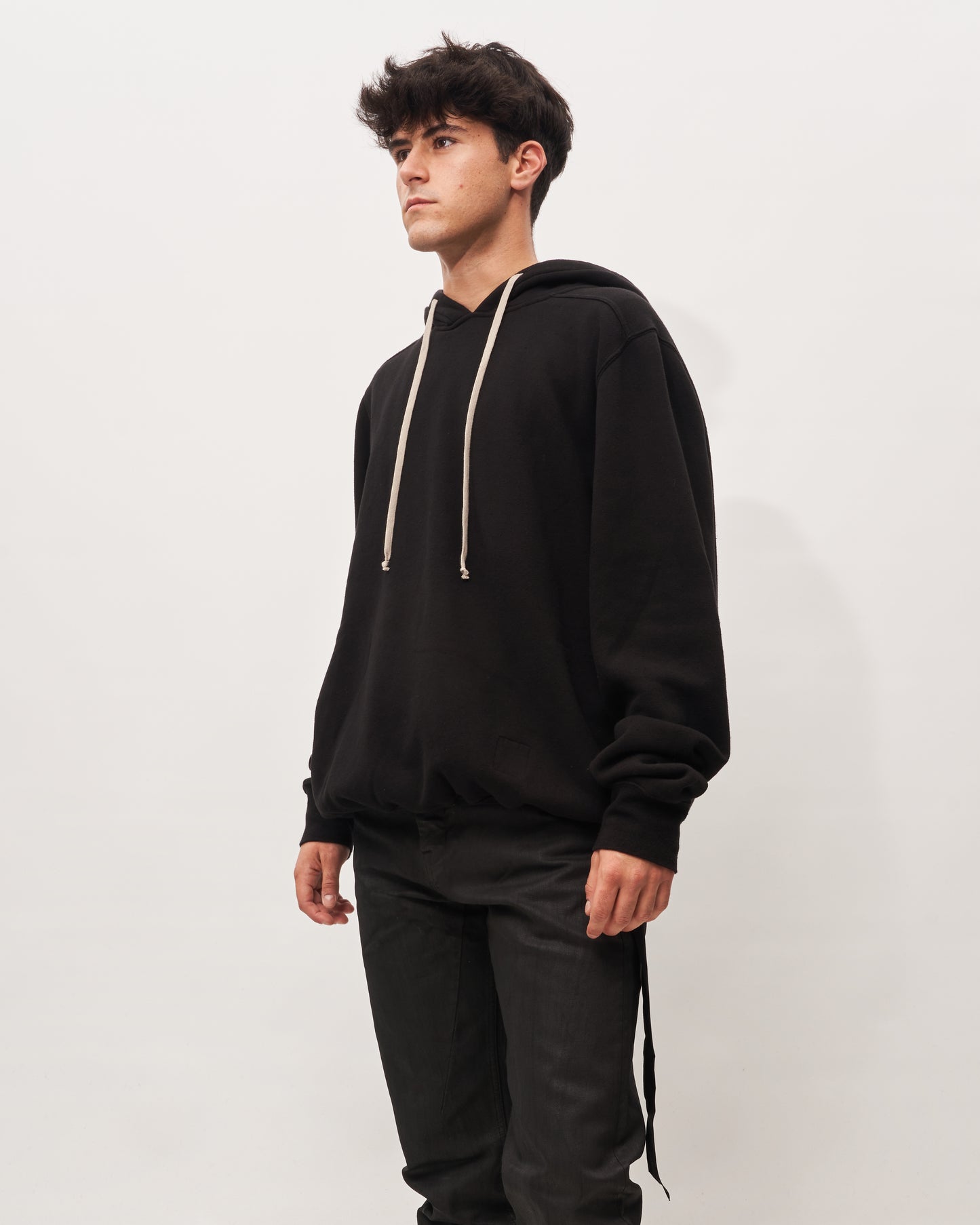 Rick Owens felpa nera  basica con cappuccio