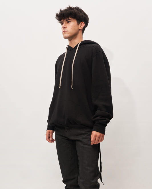 Rick Owens felpa nera  basica con cappuccio