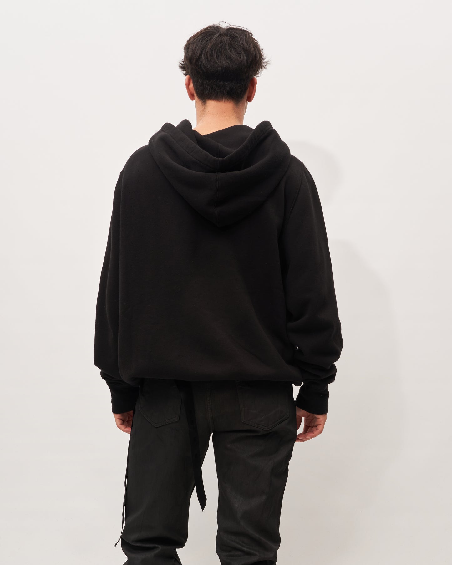 Rick Owens felpa nera  basica con cappuccio