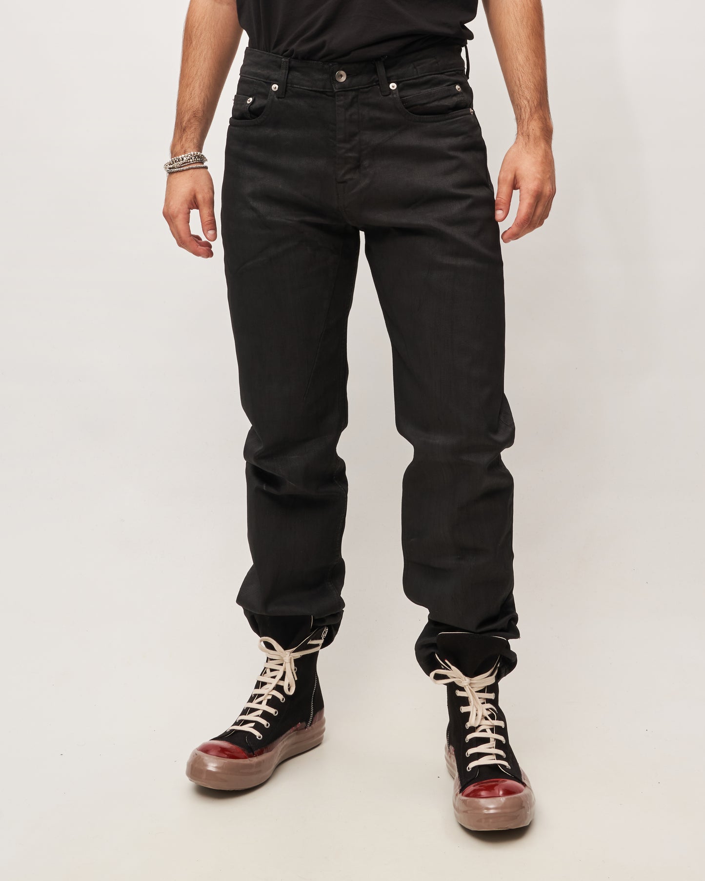 Rick Owens jeans nero spalmato