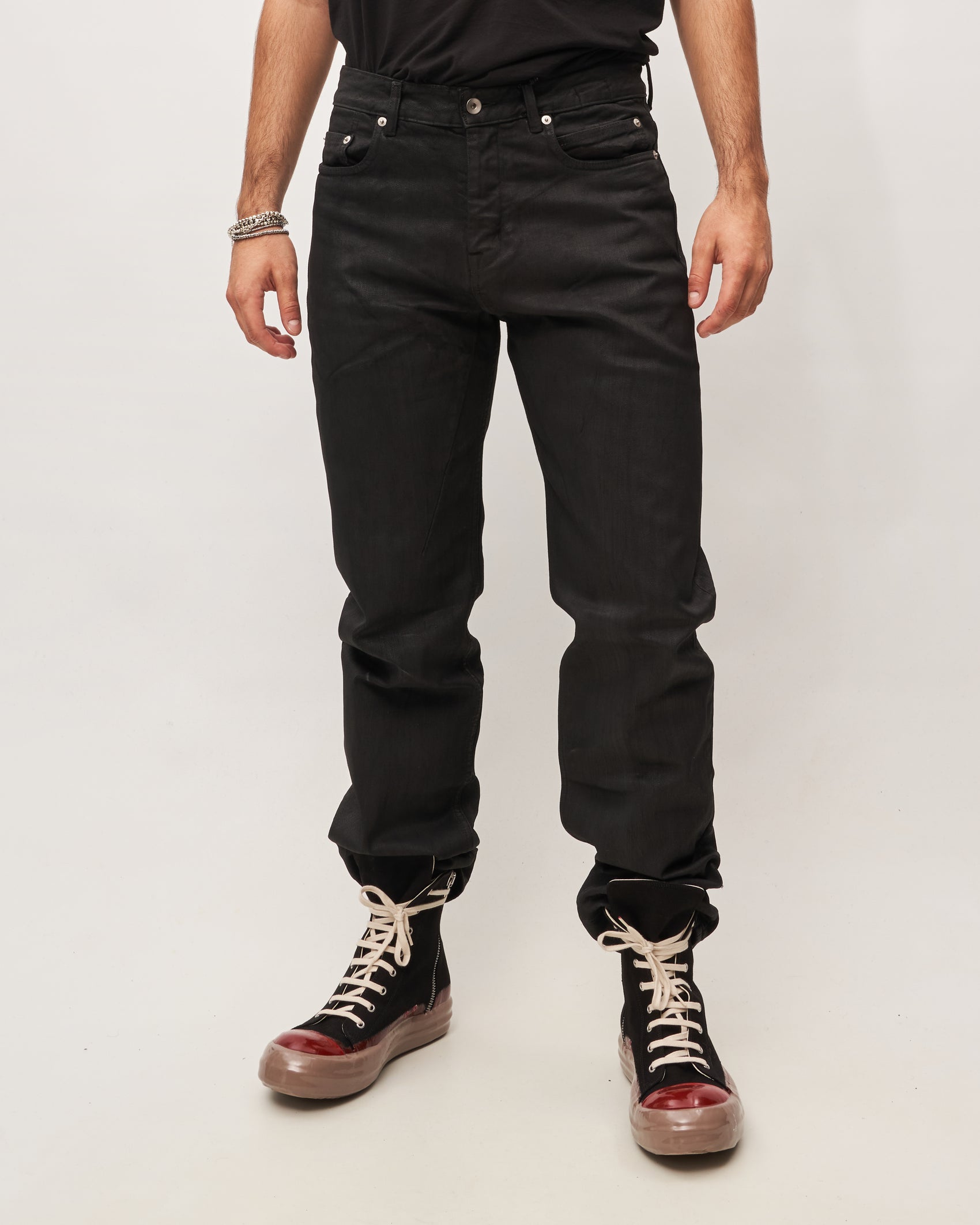 Rick Owens jeans nero spalmato