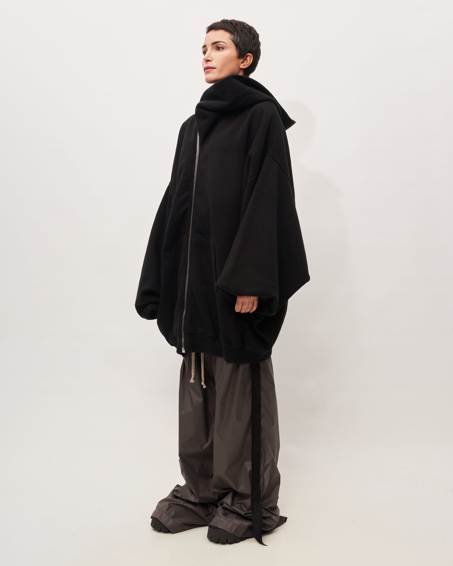 Rick Owens maxifelpa nera con cappuccio