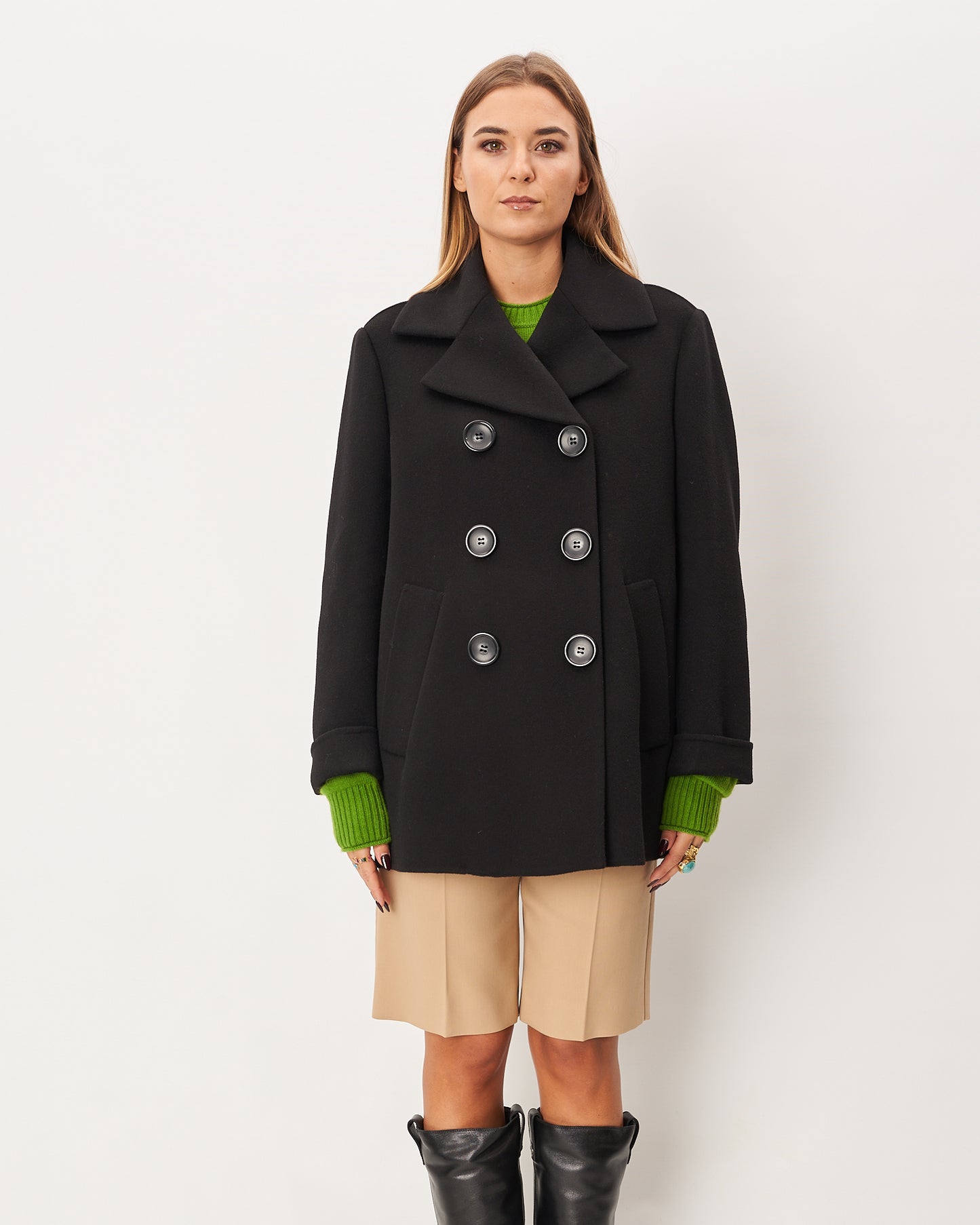 Sportmax pea coat nero