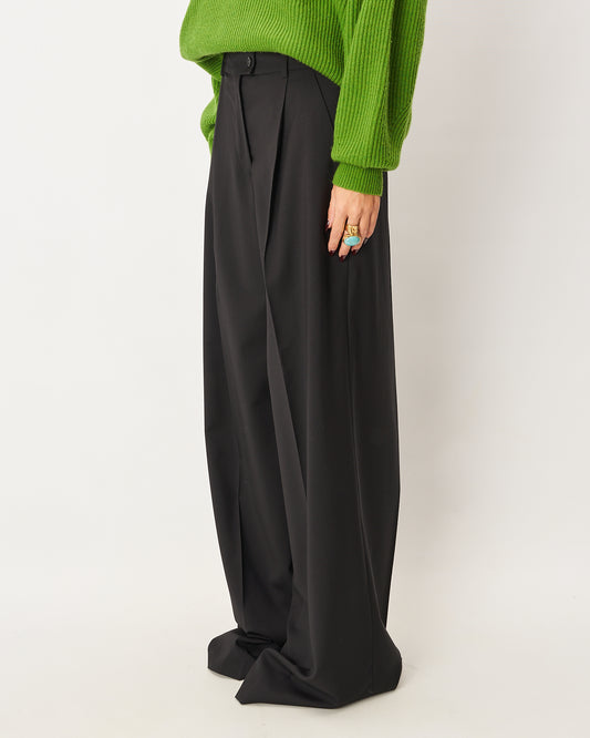 Sportmax pantalone ampio nero con mono pince