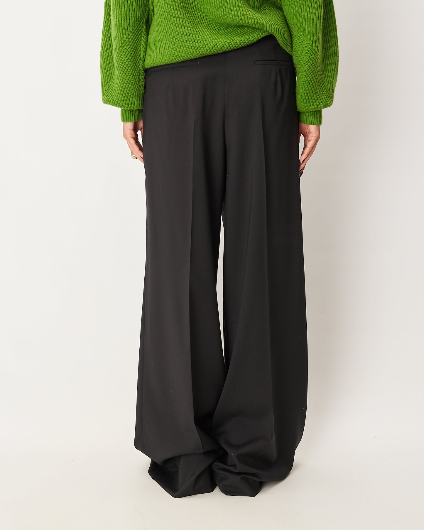 Sportmax pantalone ampio nero con mono pince