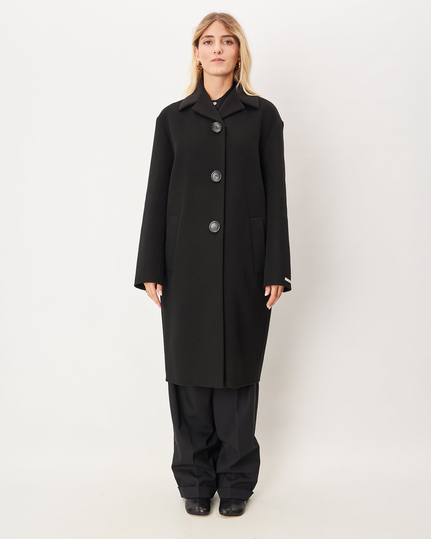 Sportmax cappotto nero a uovo