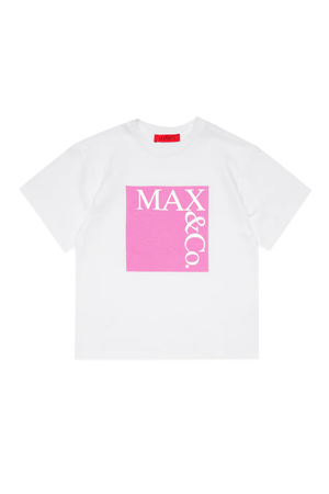 Max&co t shirt bianca logo fuchsia | Al Monello - Barbieri