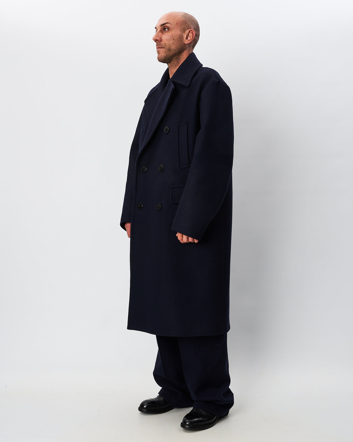 Dries Van Noten cappotto blu doppio petto