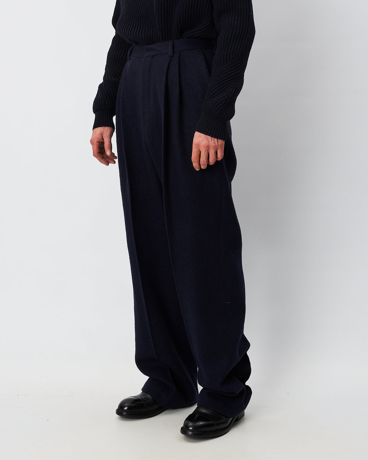 Dries Van Noten pantalone blu in panno di lana