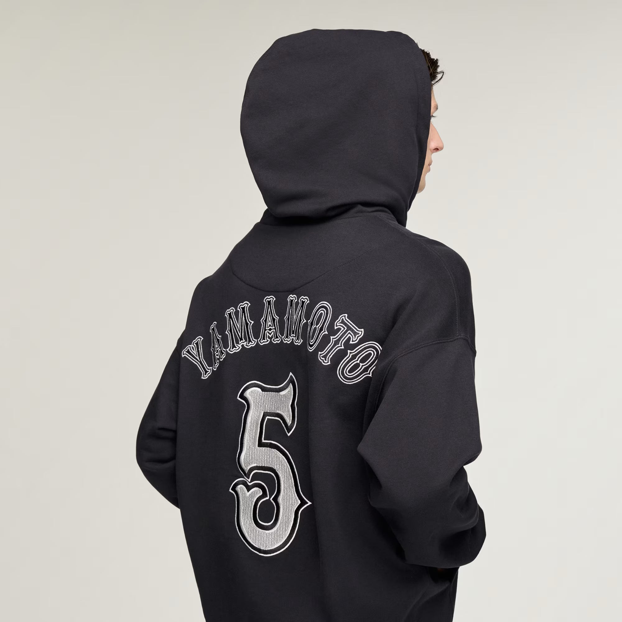Y3 Yamamoto felpa nera cappuccio logo