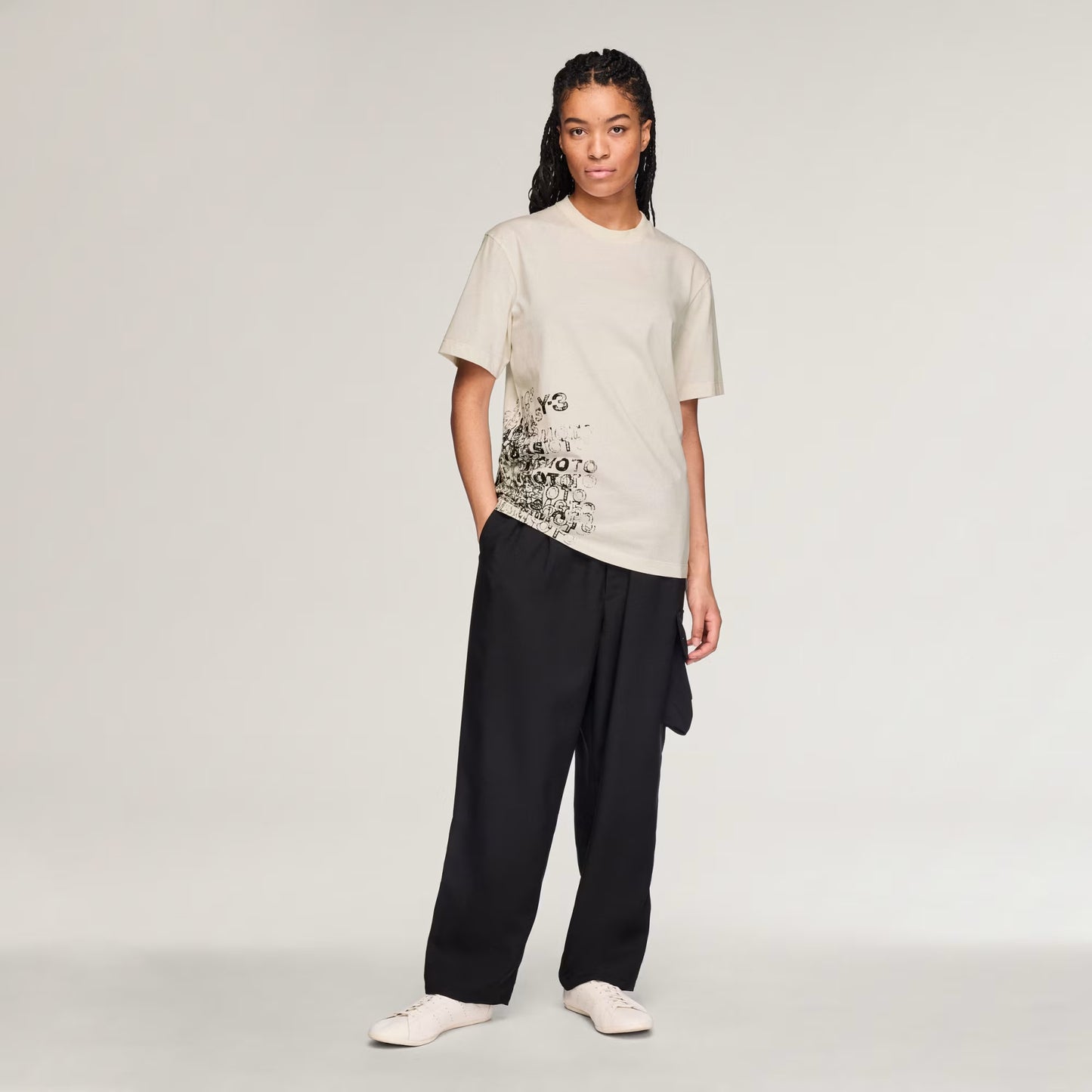Y3 Yamamoto t-shirt nera con stampa sul fianco