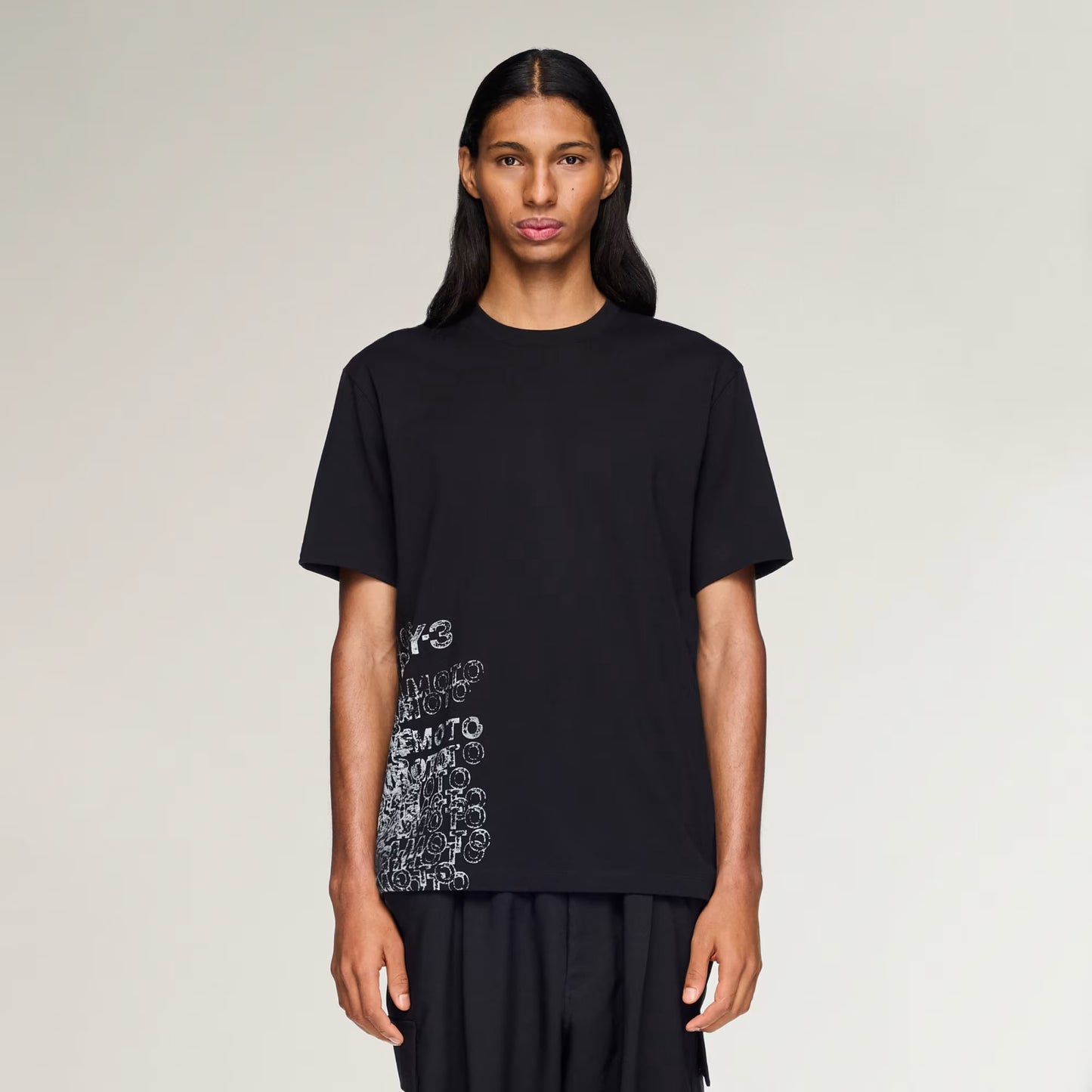 Y3 Yamamoto t-shirt nera con stampa sul fianco