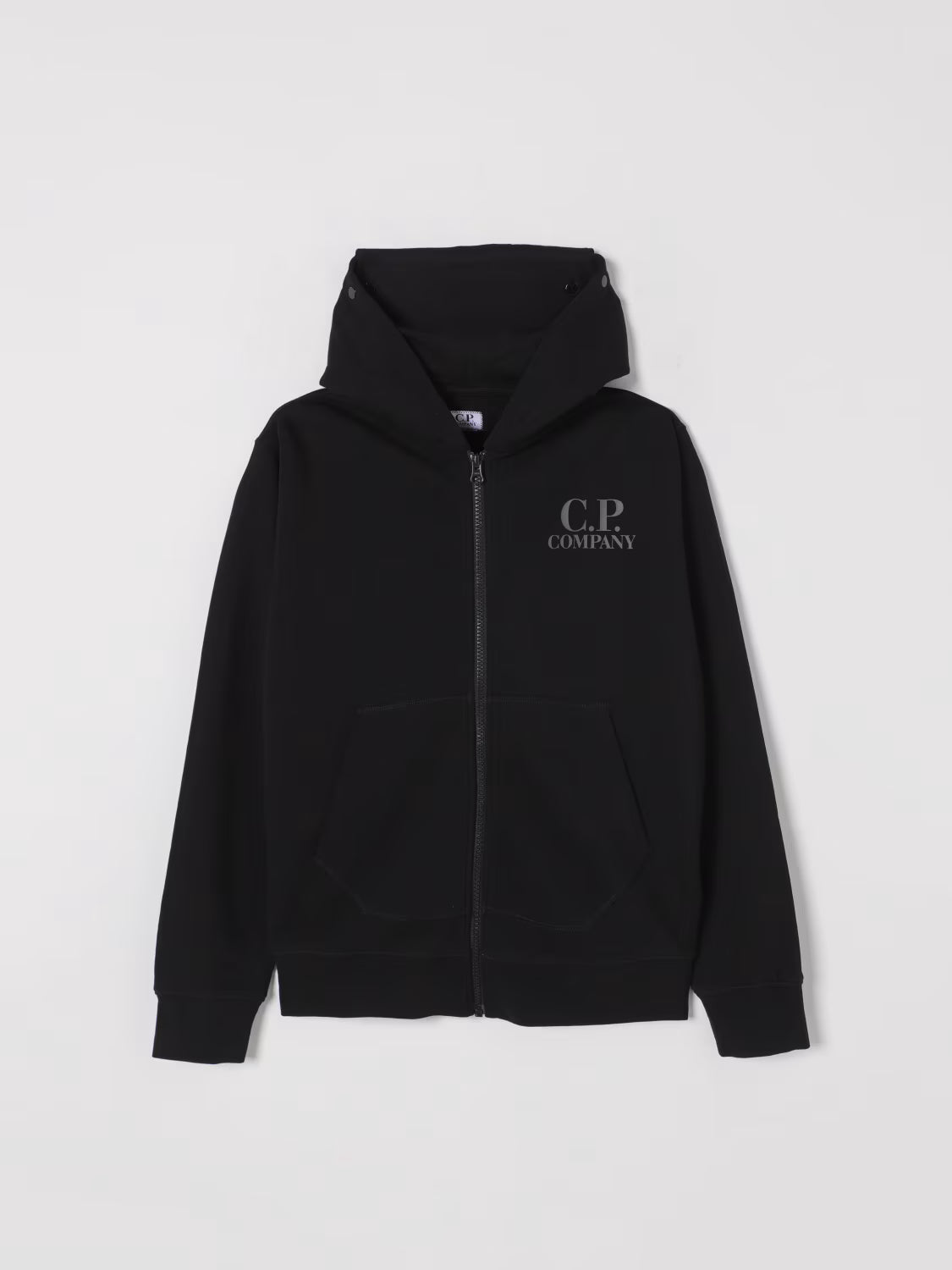 C.P. Company felpa nera con zip e cappuccio