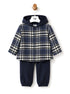 Il Gufo Completo giacca camicia scozzese con cappuccio e pantalone blu
