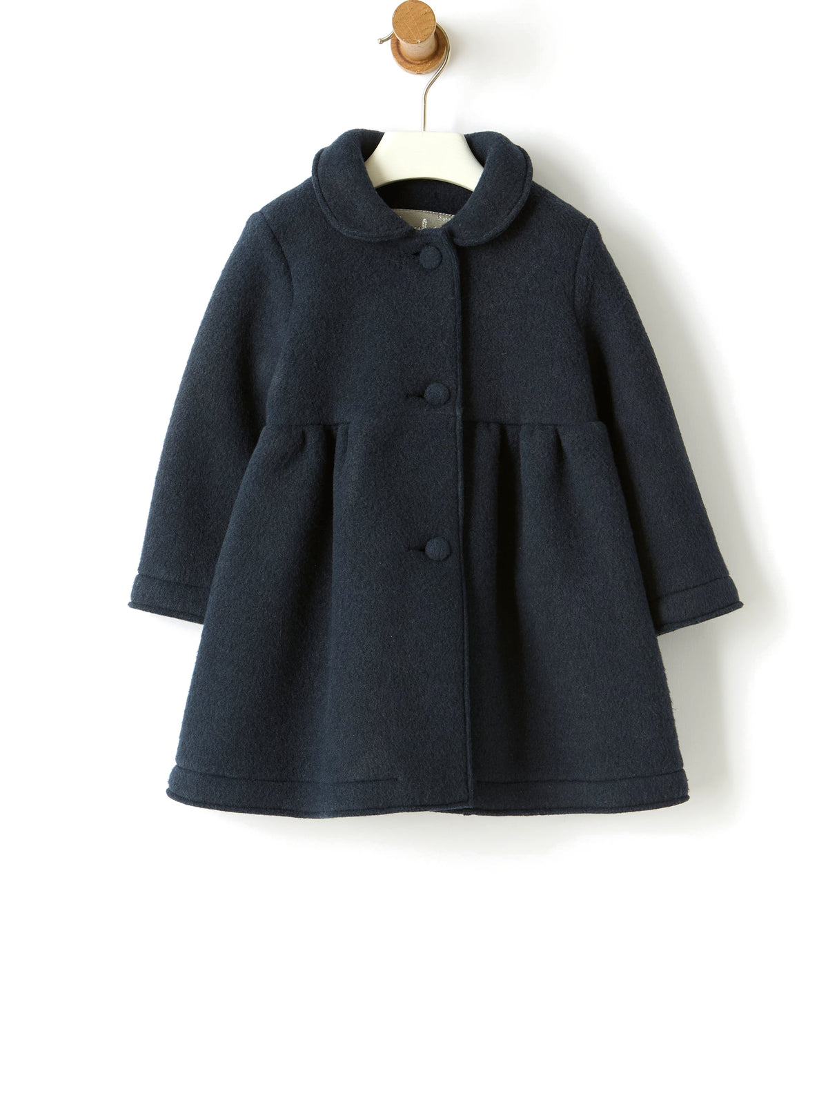 Il Gufo Cappotto blu in pile couture con colletto tondo