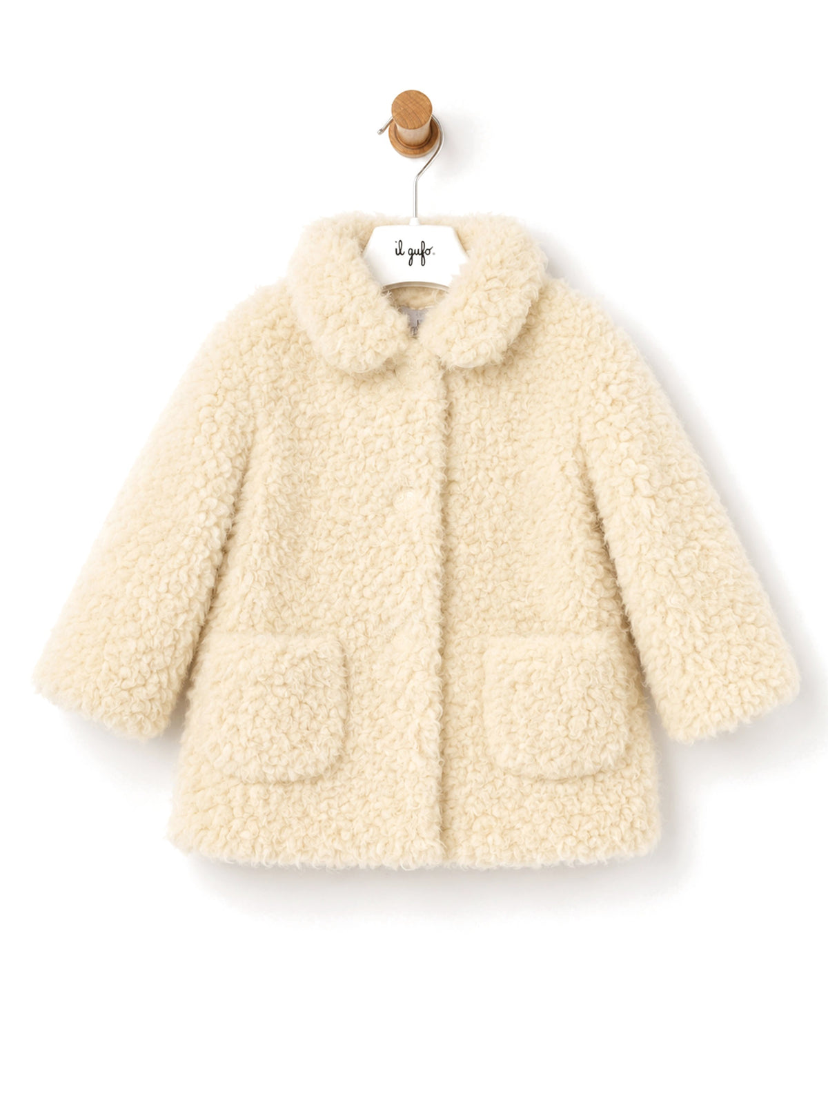 Il Gufo Cappotto in faux fur miele con colletto tondo