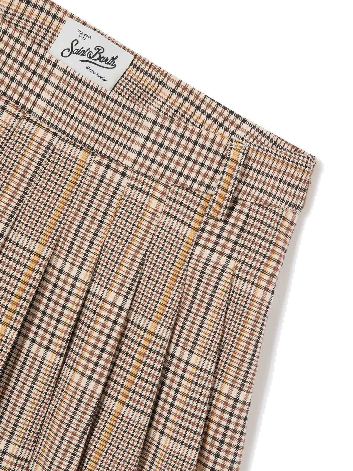 MC2 Saint Barth Gonna in flanella tartan beige e marrone