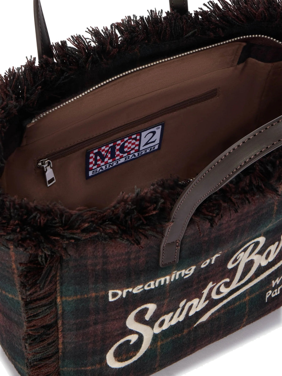 MC2 Saint Barth Borsa in misto lana tartan con tracolla