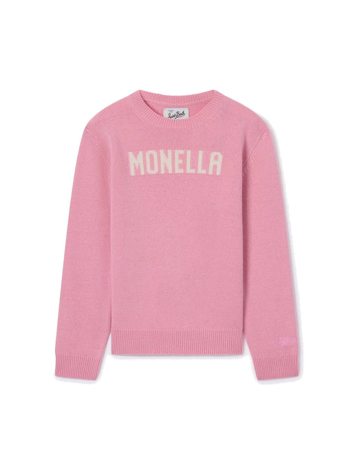 MC2 Saint Barth Maglia girocollo rosa con scritta Monella