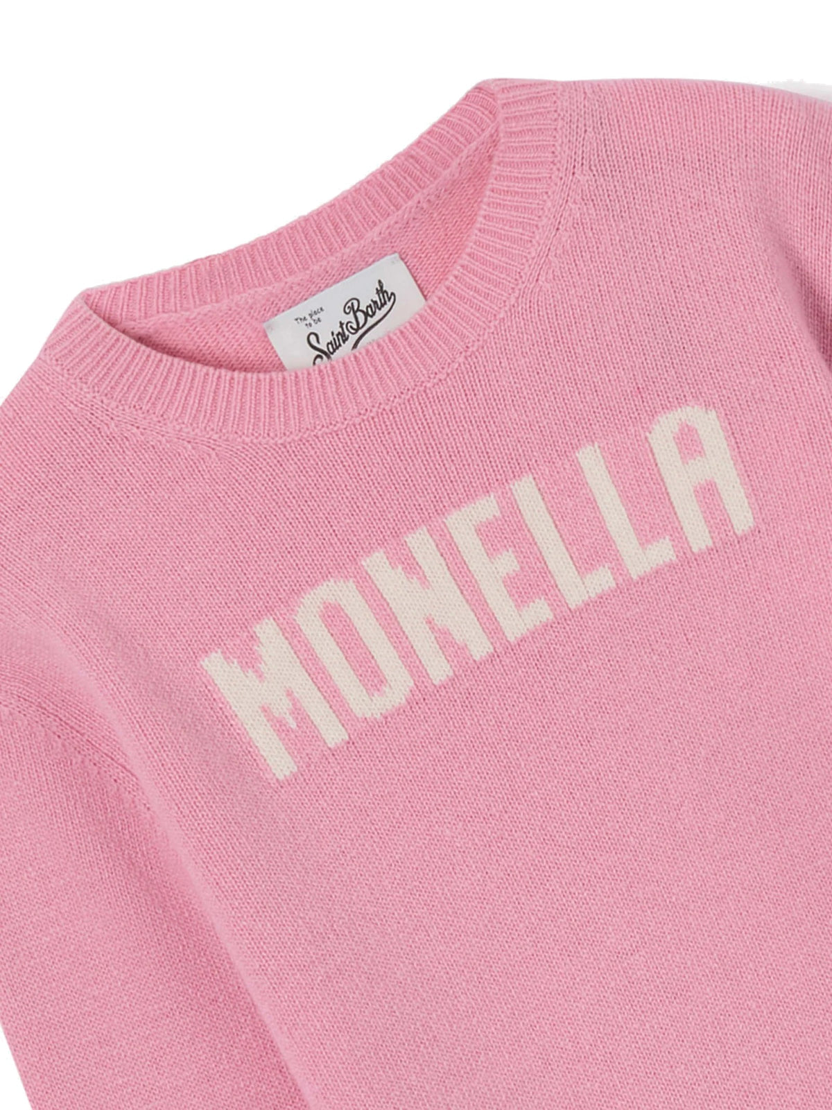 MC2 Saint Barth Maglia girocollo rosa con scritta Monella