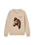 MC2 Saint Barth Maglia girocollo beige in Donegal con cavallo e ricamo My Only Love