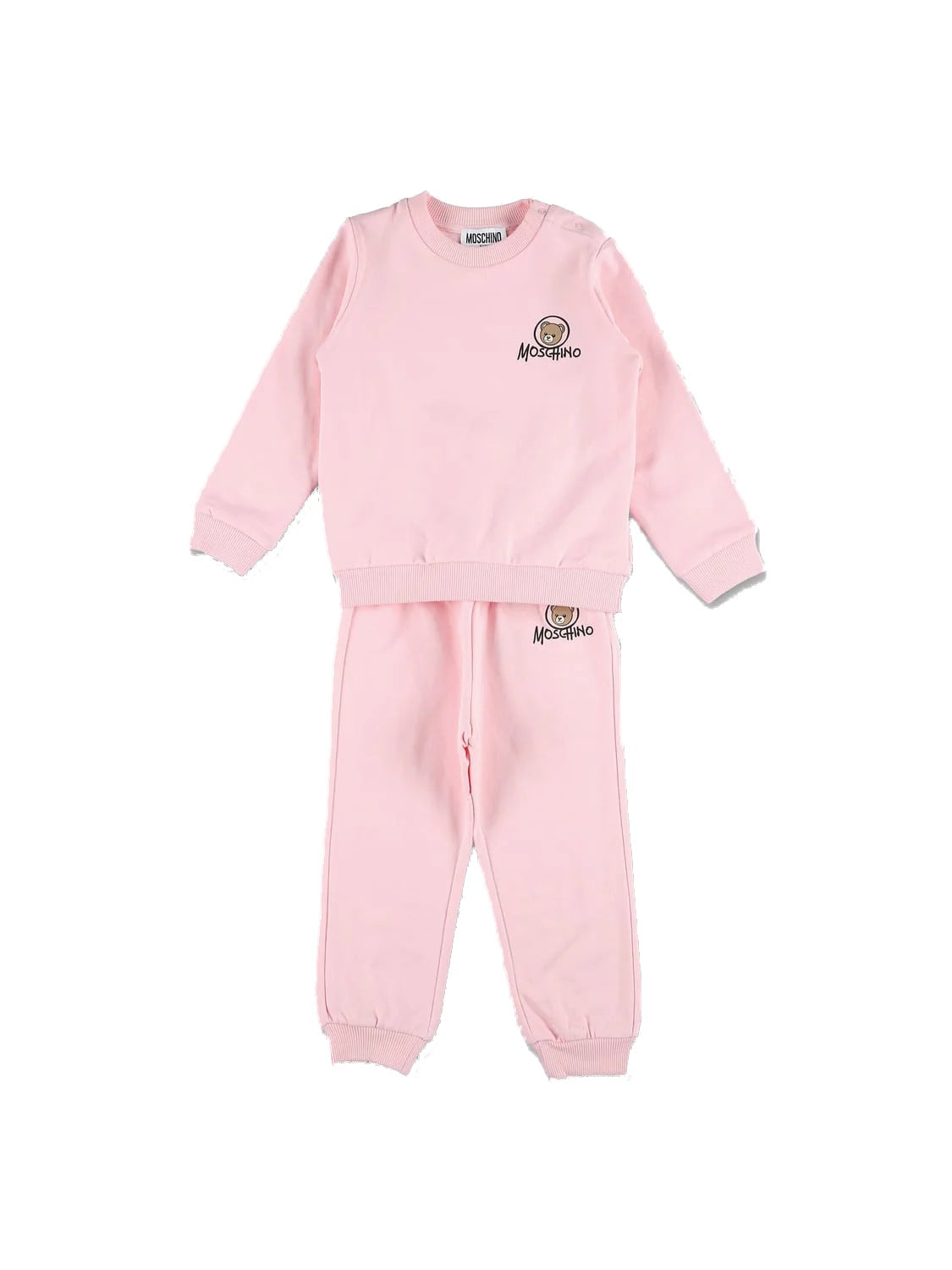 MOSCHINO Tuta rosa in felpa con Teddy Bear