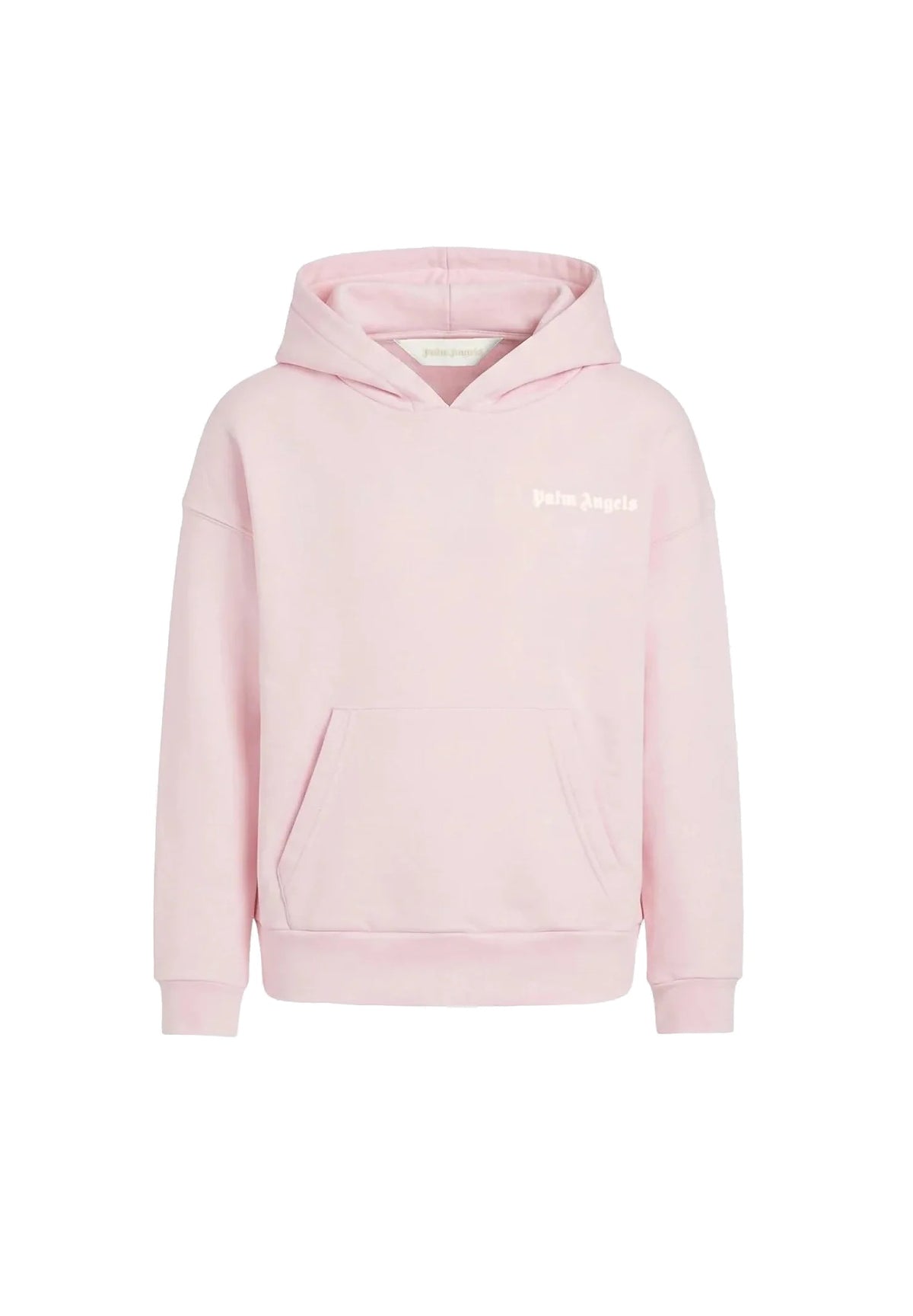 Palm Angels Felpa rosa con cappuccio e maxi logo sul retro
