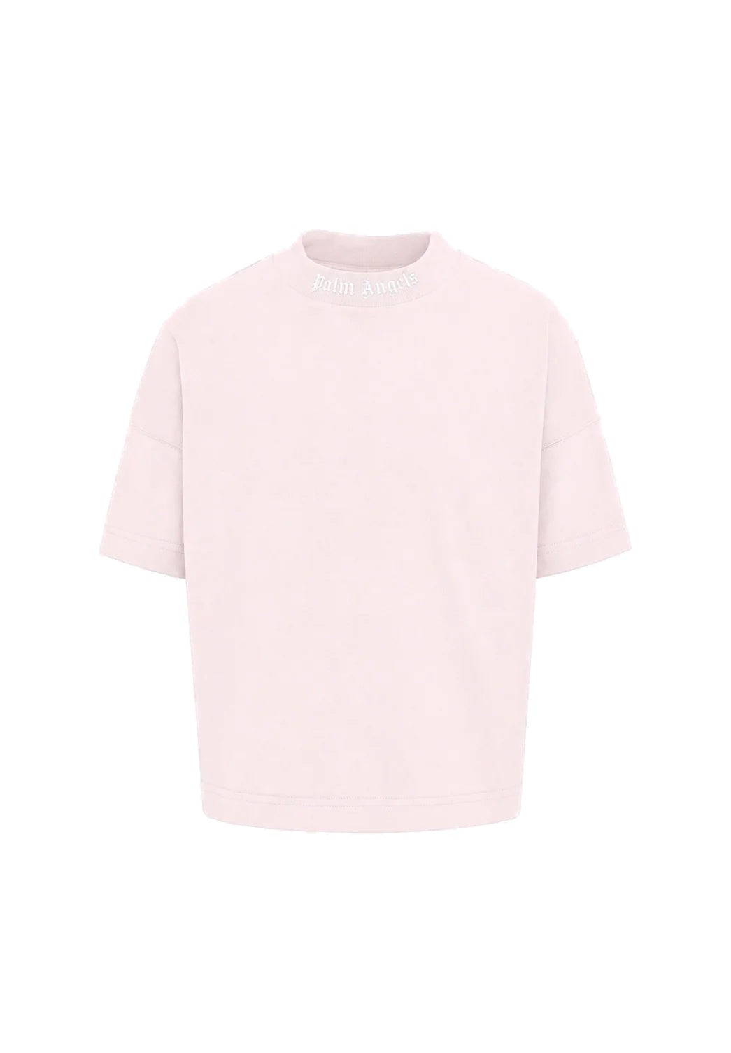 Palm Angels T-shirt rosa cropped con maxi logo sul retro