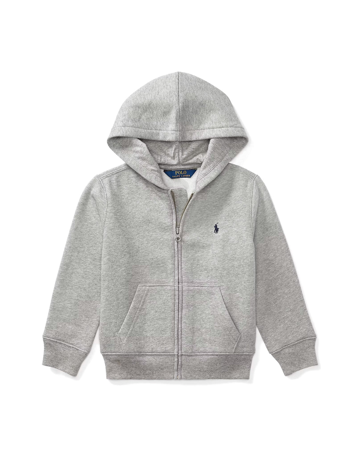Polo Ralph Lauren Felpa grigio melange con zip e cappuccio