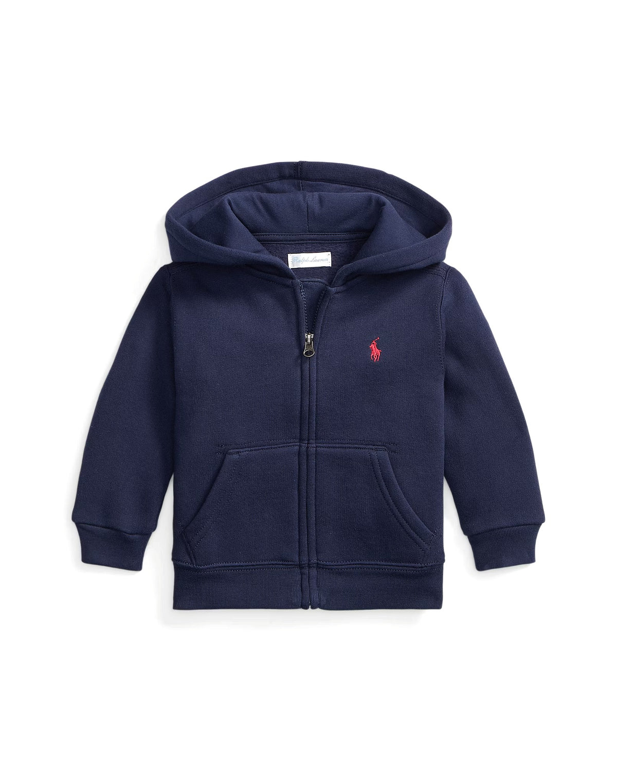 Polo Ralph Lauren Felpa neonato blu con zip e cappuccio