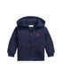 Polo Ralph Lauren Felpa neonato blu con zip e cappuccio