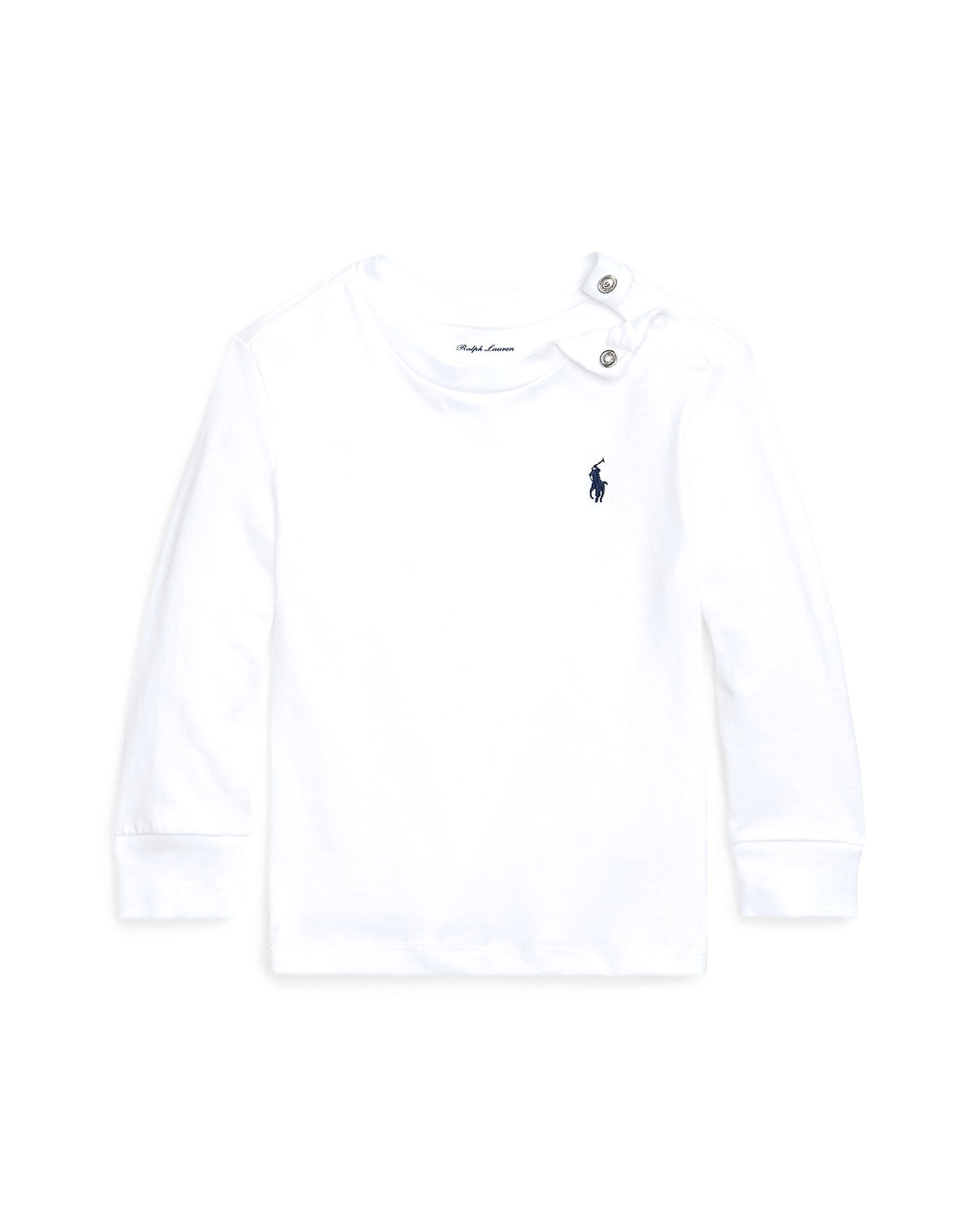 Polo Ralph Lauren T-shirt neonato bianca a maniche lunghe con logo