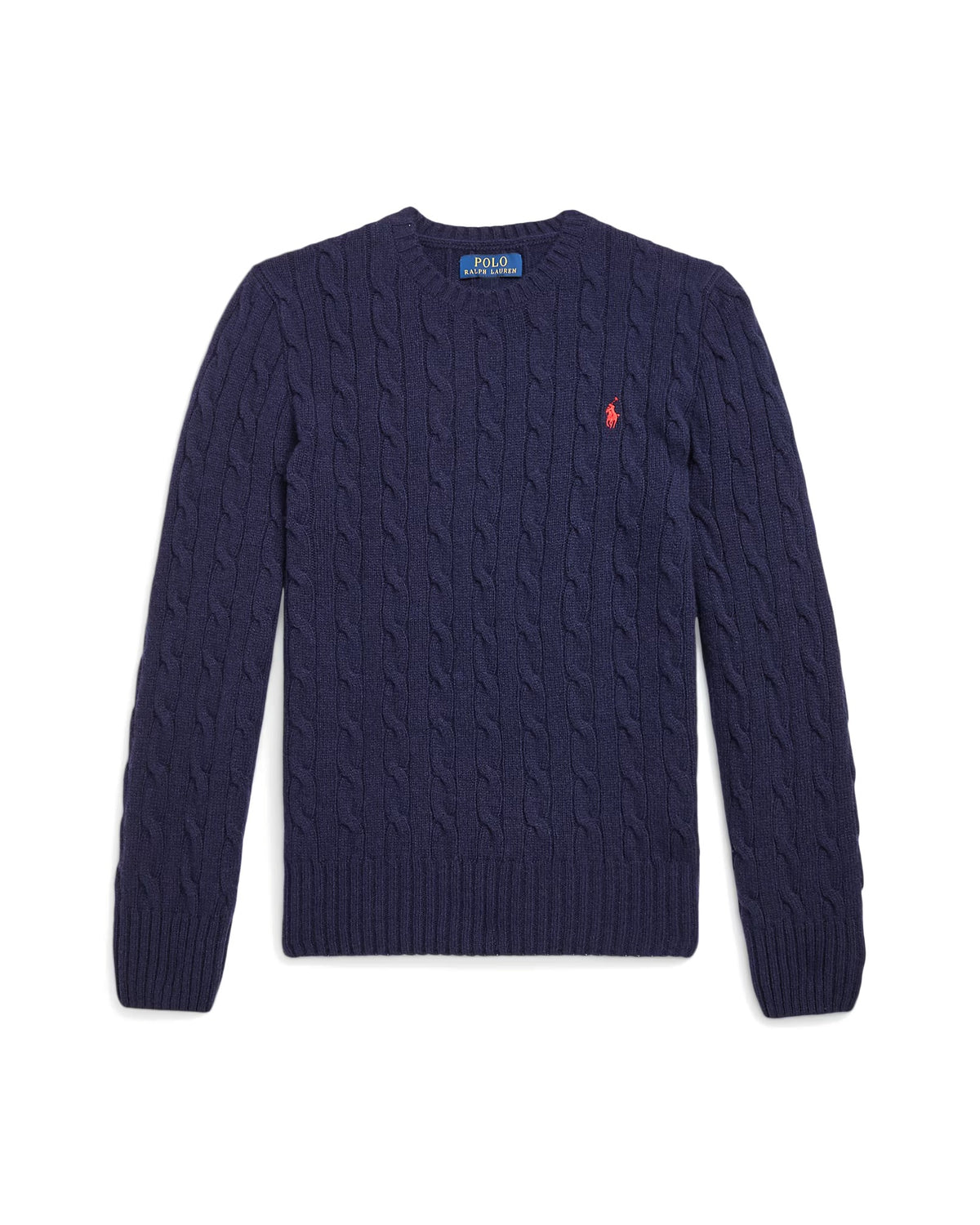Polo Ralph Lauren Maglione blu a trecce in lana e cashmere