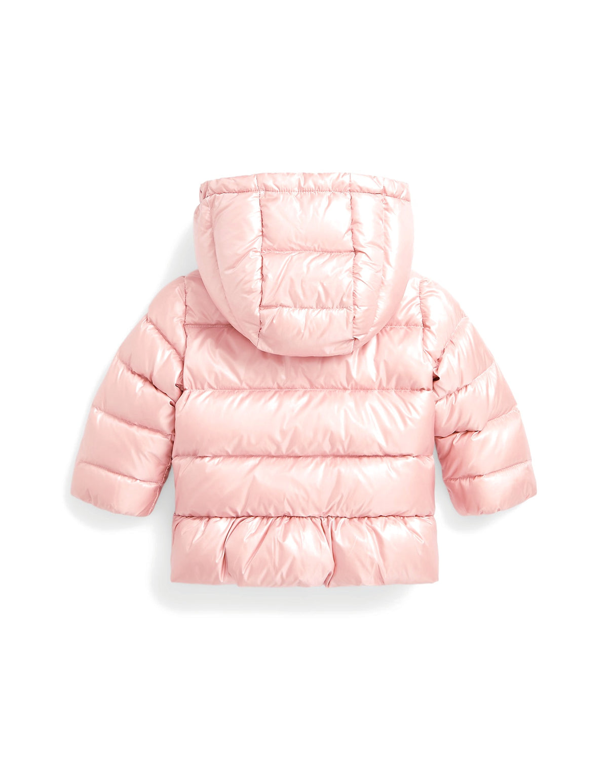 Polo Ralph Lauren Piumino rosa con cappuccio e balza