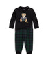 Polo Ralph Lauren Completo t-shirt nera con Polo Bear e pantalone scozzese