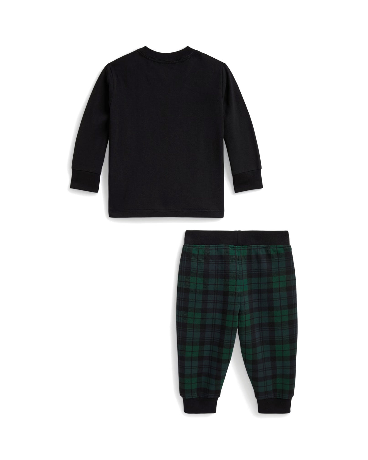 Polo Ralph Lauren Completo t-shirt nera con Polo Bear e pantalone scozzese