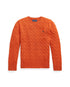 Polo Ralph Lauren Maglione arancione a trecce in lana e cashmere